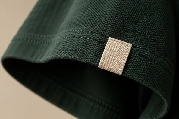 Woven label on a sleeve